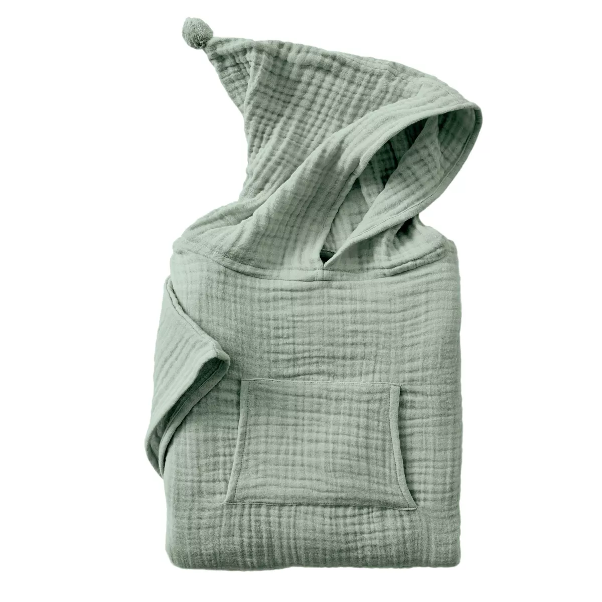 Poncho de bain enfant gaze de coton 6/10 ans Gaïa Vert eucalyptus