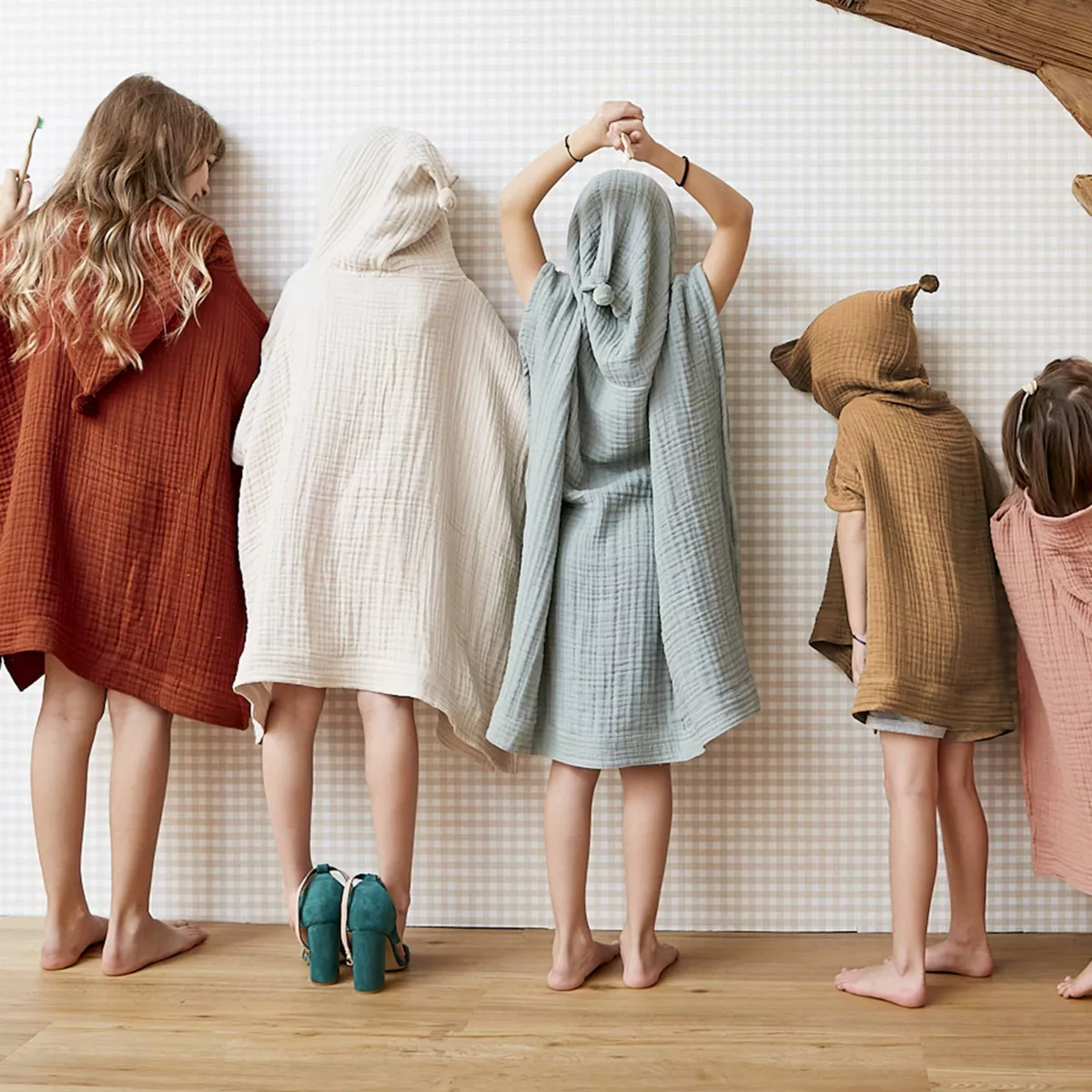 Poncho de bain enfant gaze de coton 6/10 ans Gaïa Terracotta