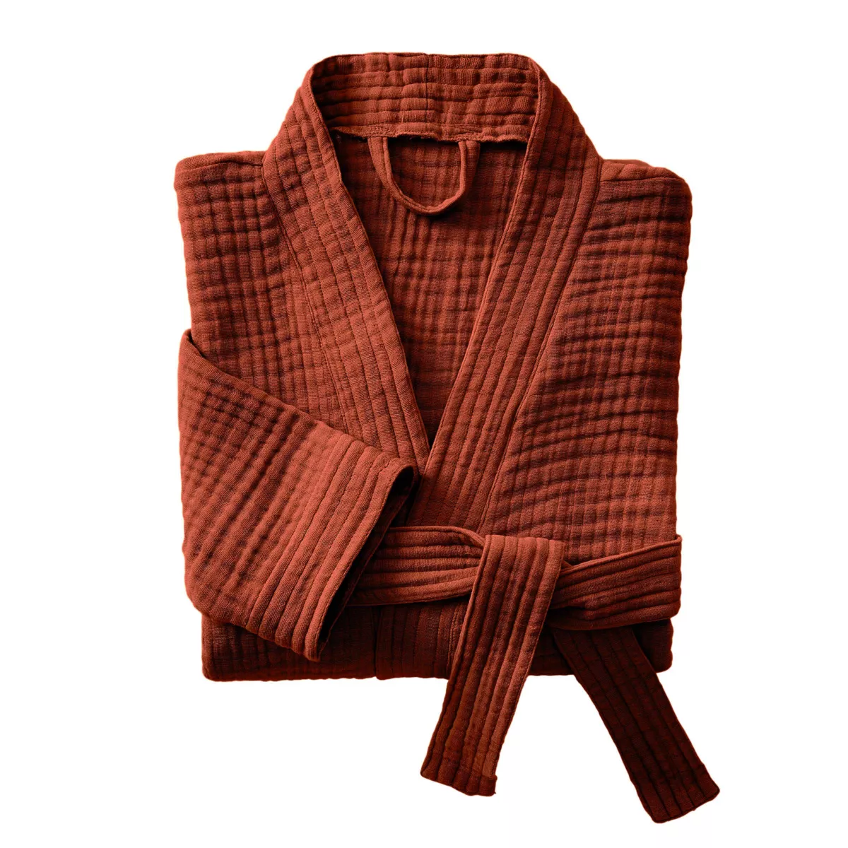Bata de baño en gasa de algodón L/XL Gaïa Terracota