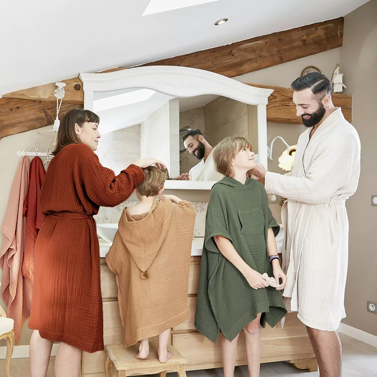 Peignoir de bain gaze de coton L/XL Gaïa Terracotta