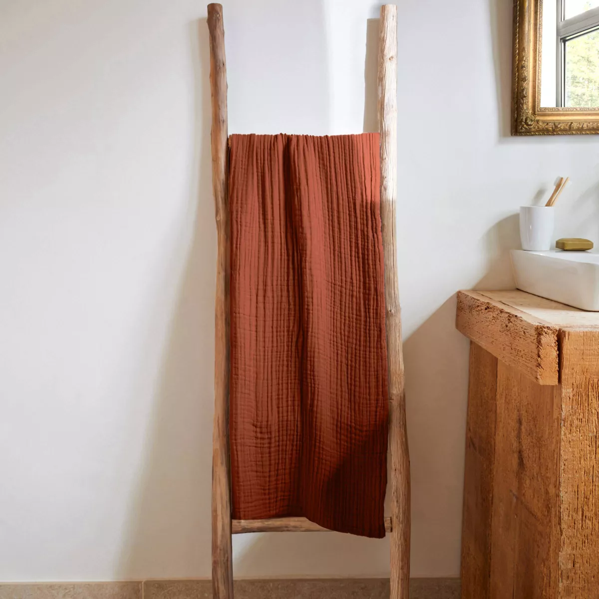 Badhanddoek katoengaas (70 x 130 cm) Gaïa Terracotta