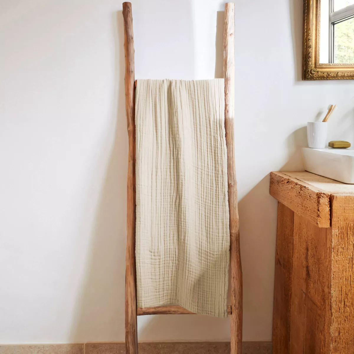 Badhanddoek katoengaas (70 x 130 cm) Gaïa Beige