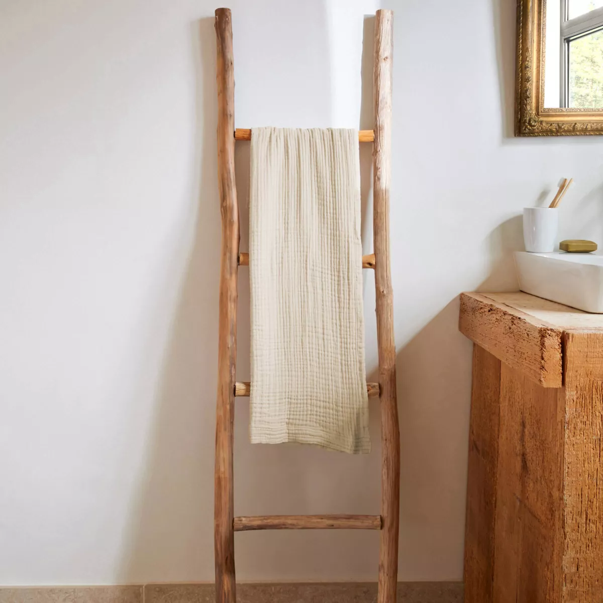 Asciugamano da bagno in garza di cotone (50 x 90 cm) Gaia Beige pampa
