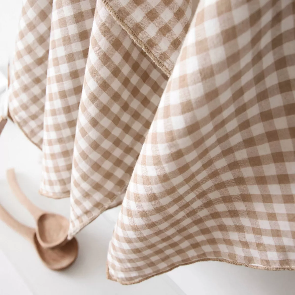 EM - Lot de 2 essuie-mains 50 x 70 cm Gaze de coton tissŽe teinte GAìA VICHY Ficelle