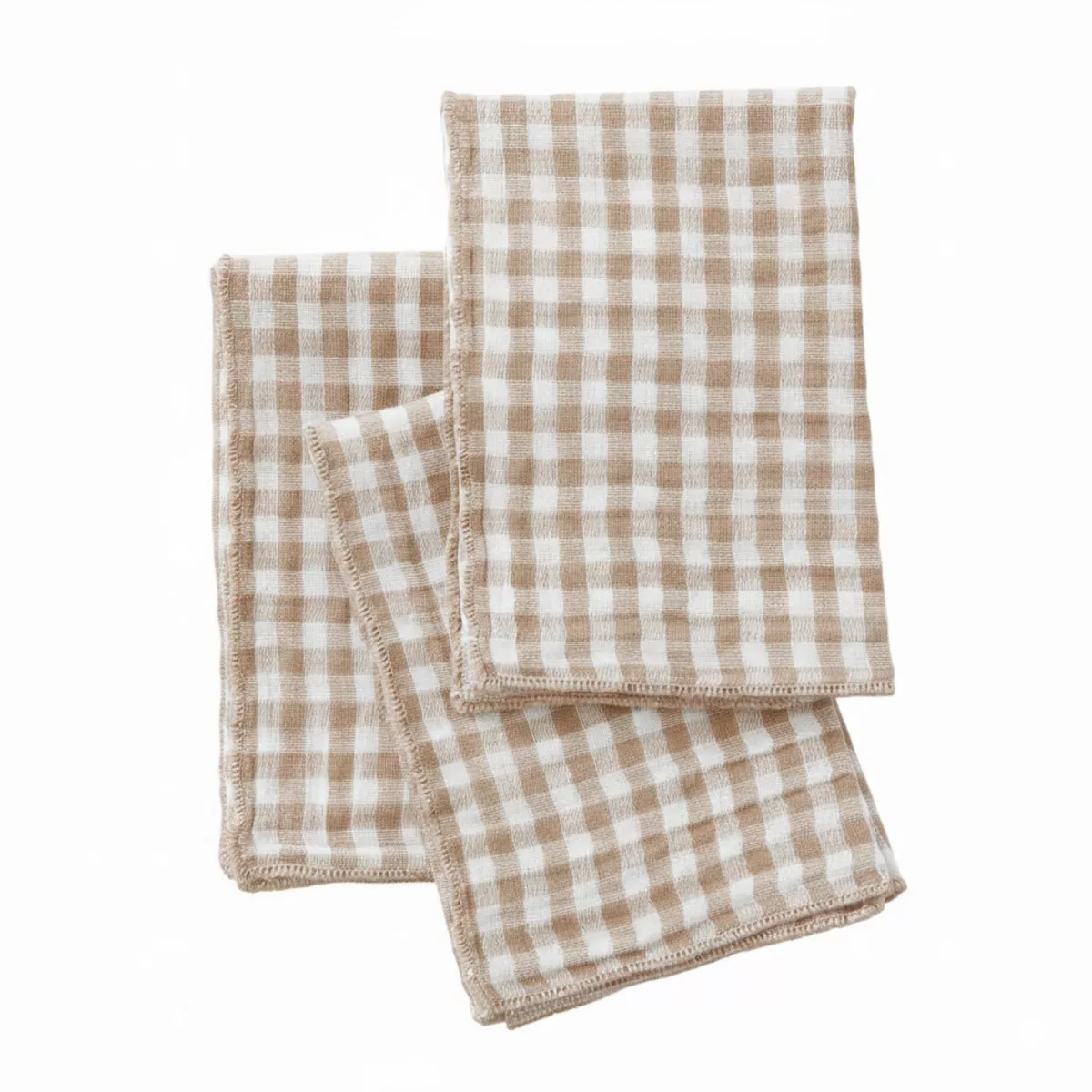 Lote de 3 servilletas de gasa de algodón (40 x 40 cm) Gaïa vichy Ficelle