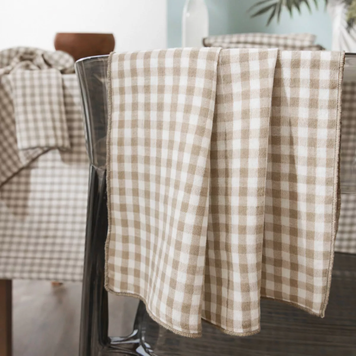 Lote de 3 servilletas de gasa de algodón (40 x 40 cm) Gaïa vichy Ficelle