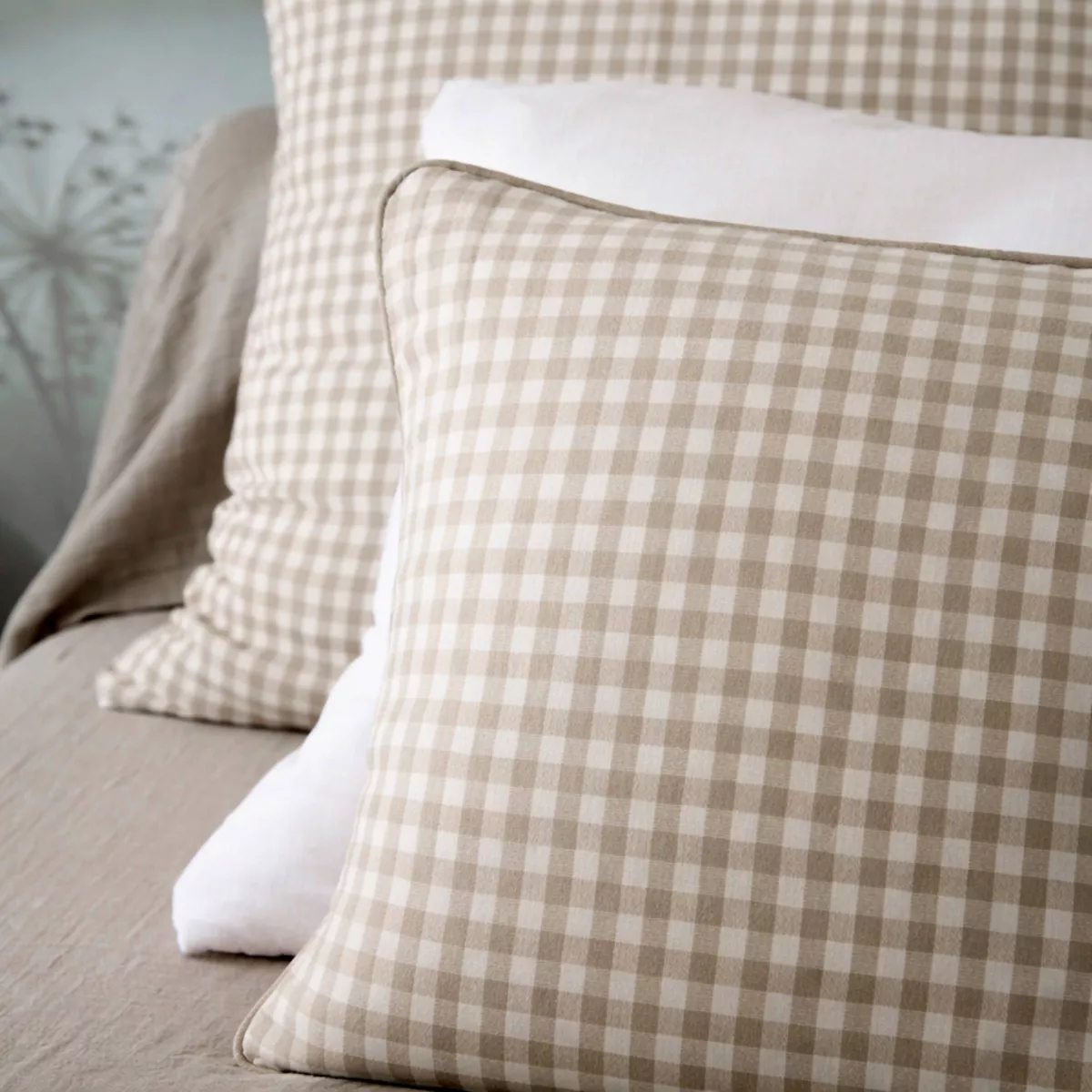 Cojín rectangular de gasa de algodón (40 x 60 cm) Gaïa vichy Ficelle