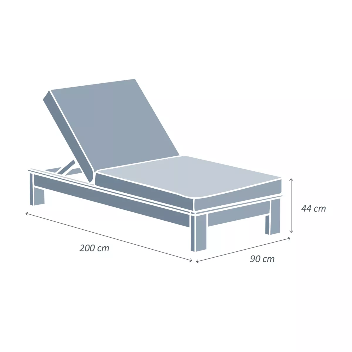 Sonnenliege Akazie Borneo - Anthrazitgrau