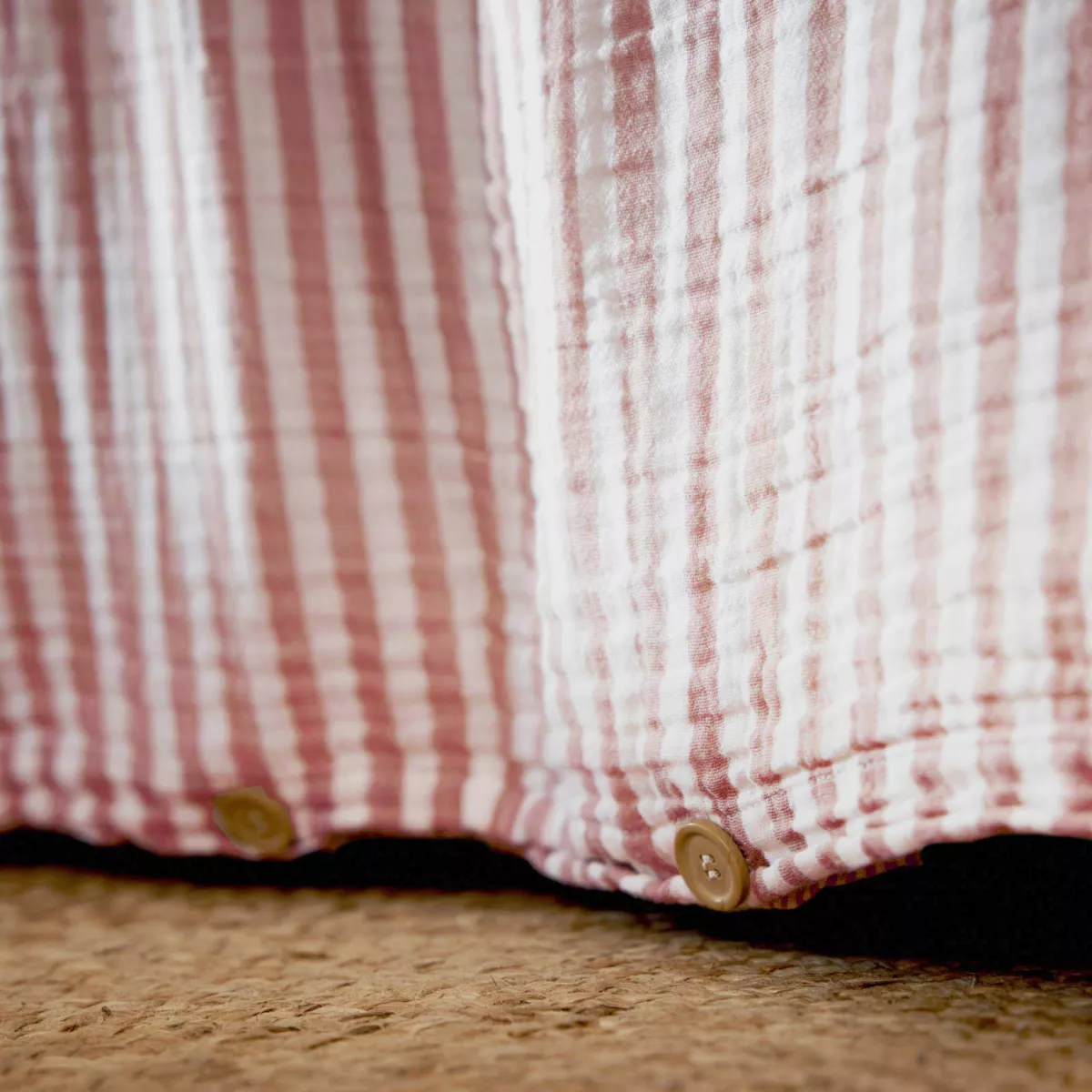 Copripiumino in garza di cotone (280 x 240 cm) Gaïa righe Albicocca