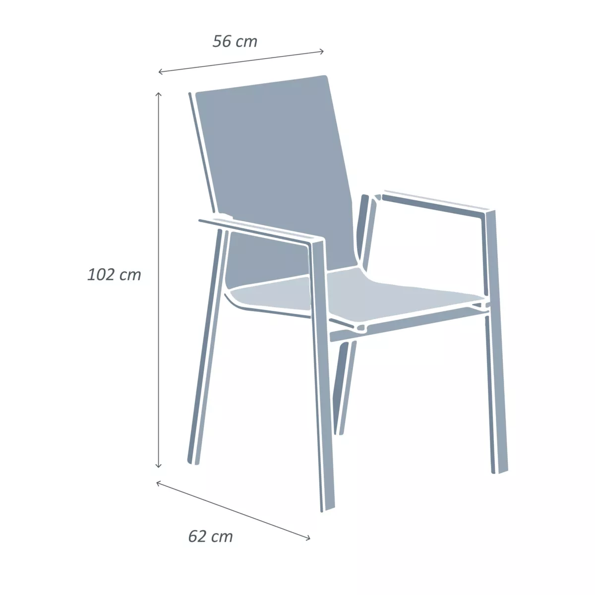 Sedia da giardino con schienale alto in alluminio impilabile Murano - Grigio antracite 5