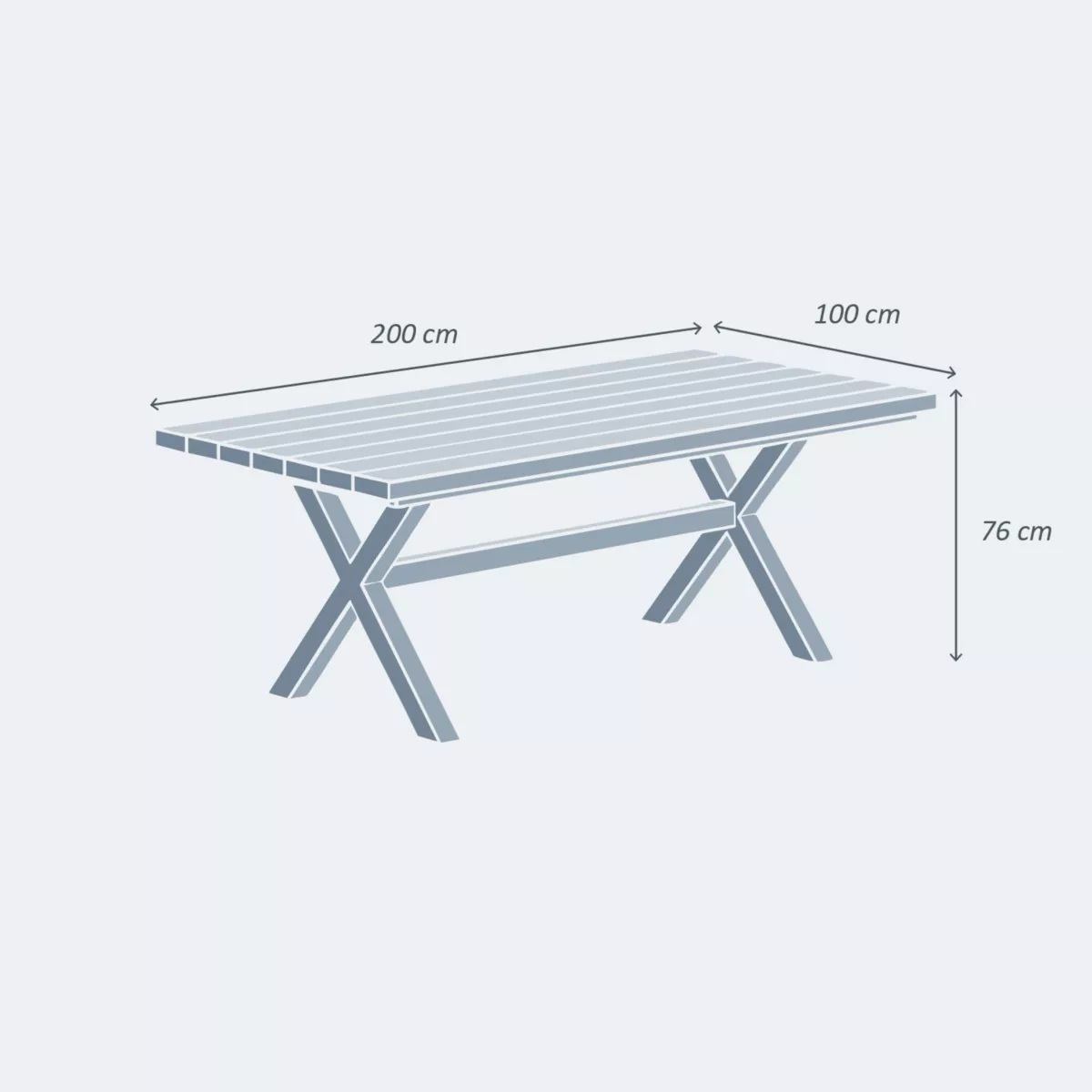 Gartentisch Aluminium/Teakholz Bali 200 x 100 cm (bis zu 8 Pers.)  - Anthrazitgrau 6