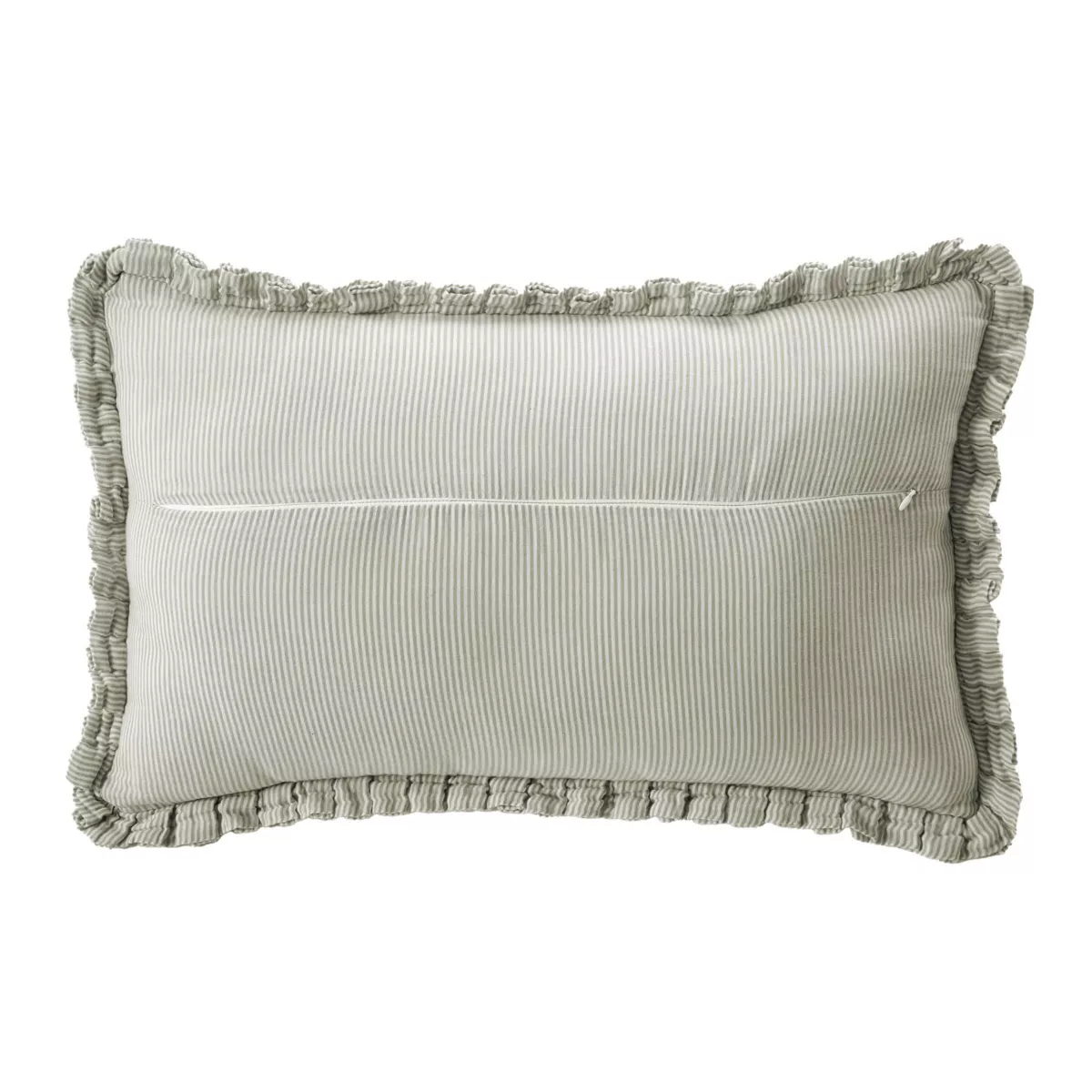 Cojín rectangular de gasa de algodón (40 x 60 cm) Gaïa rayas Verde eucalipto