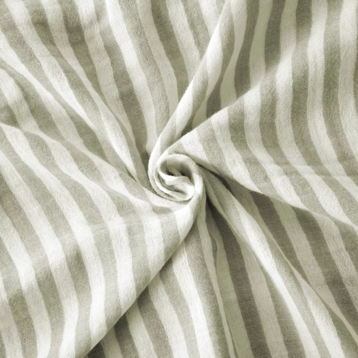 EM - Housse de couette rŽversible 240 x 220 cm Gaze de coton tissŽe teinte GAìA RAYURES Eucalyptus