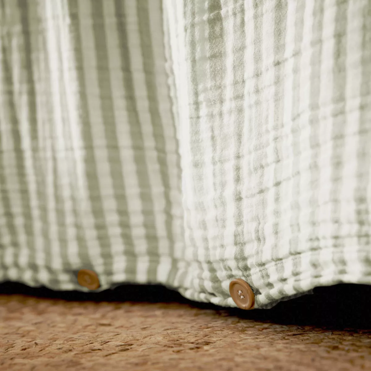 EM - Housse de couette rŽversible 240 x 220 cm Gaze de coton tissŽe teinte GAìA RAYURES Eucalyptus