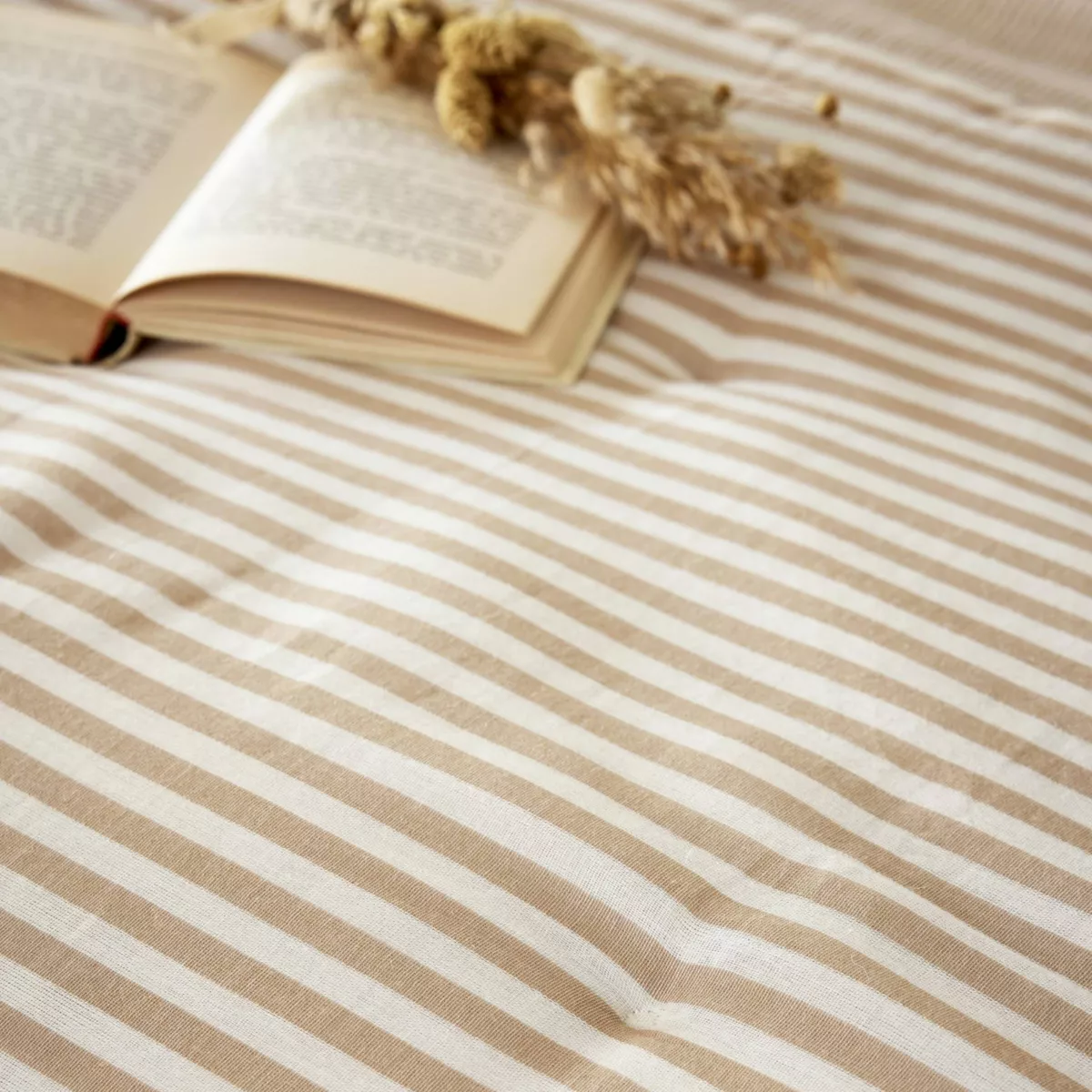 Edredón de algodón gauze (90 x 200 cm) Gaïa rayas Cordel