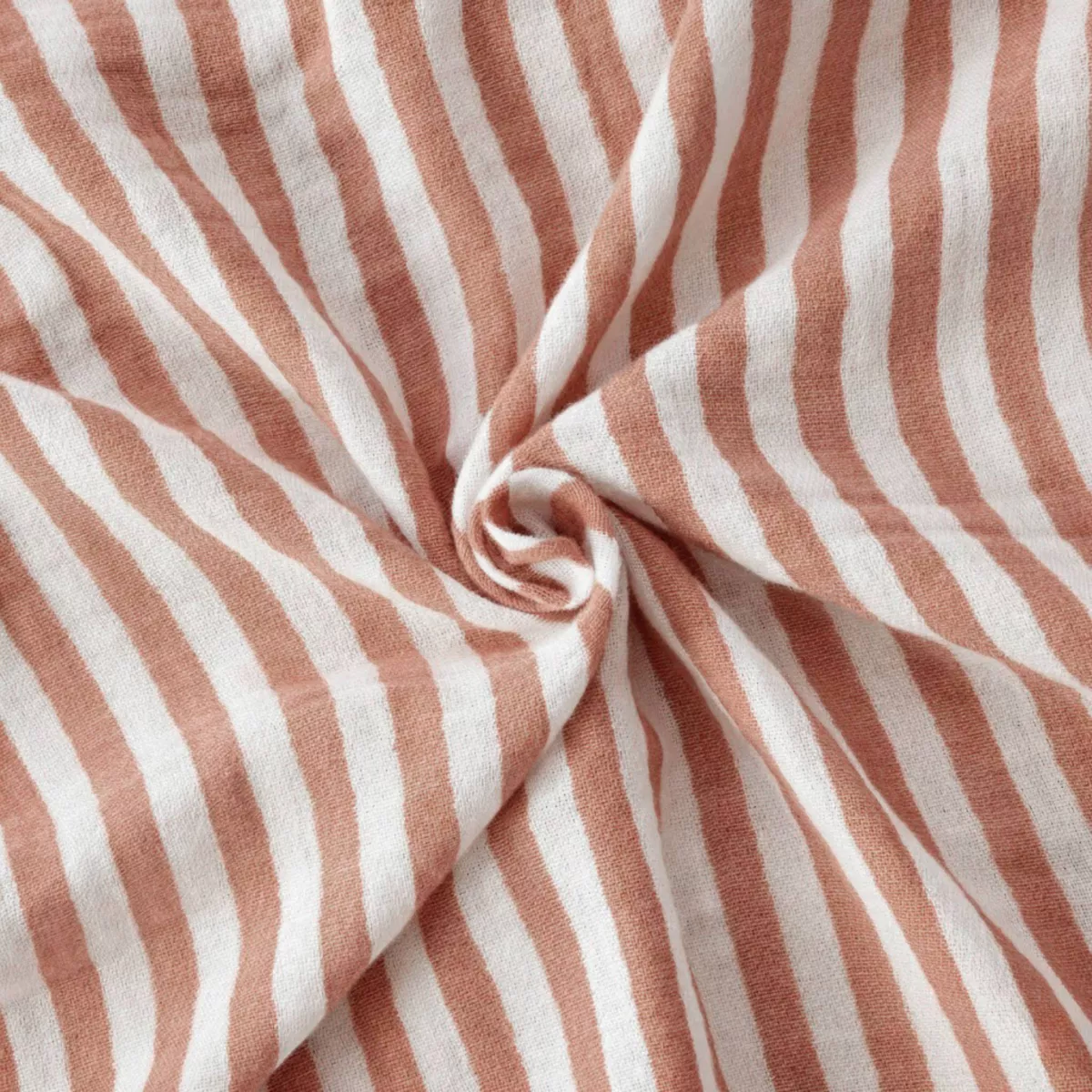 Cortina de gasa de algodón ajustable (140 x máximo 300 cm) Gaïa rayas Albaricoque