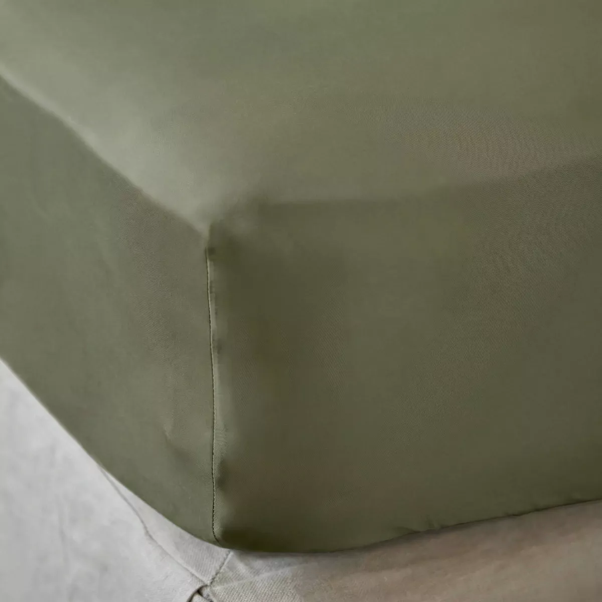 EM - Drap housse 180 x 200 cm Bambou SIENNA Romarin