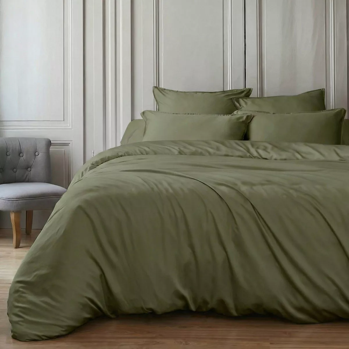 Copripiumino in satin di bambù (140 x 200 cm) Sienna Verde rosmarino