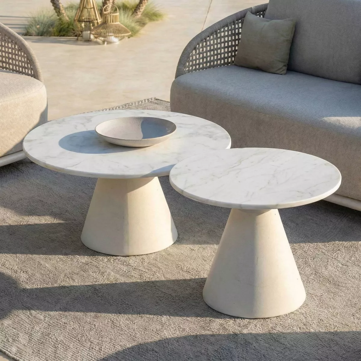 Tavolino da giardino rotondo in ceramica (D81 cm) Riviera Beige
