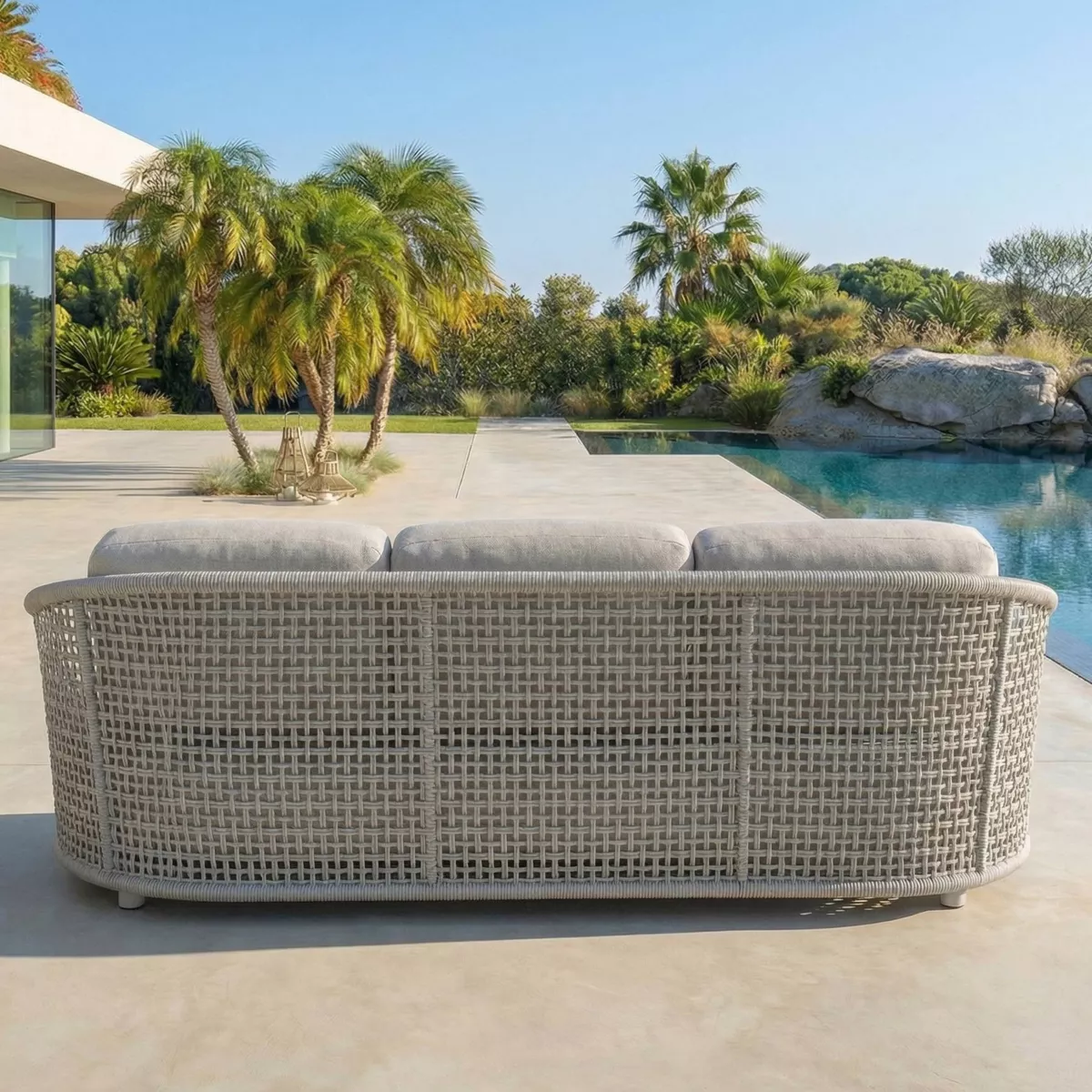 Set da giardino effetto rattan e alluminio 5 posti 5 pezzi Riviera Beige