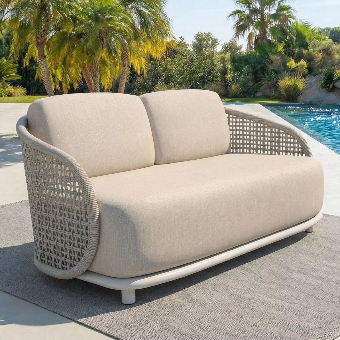 SALON DE JARDIN EN  RIVIERA 7 PLACES BEIGE