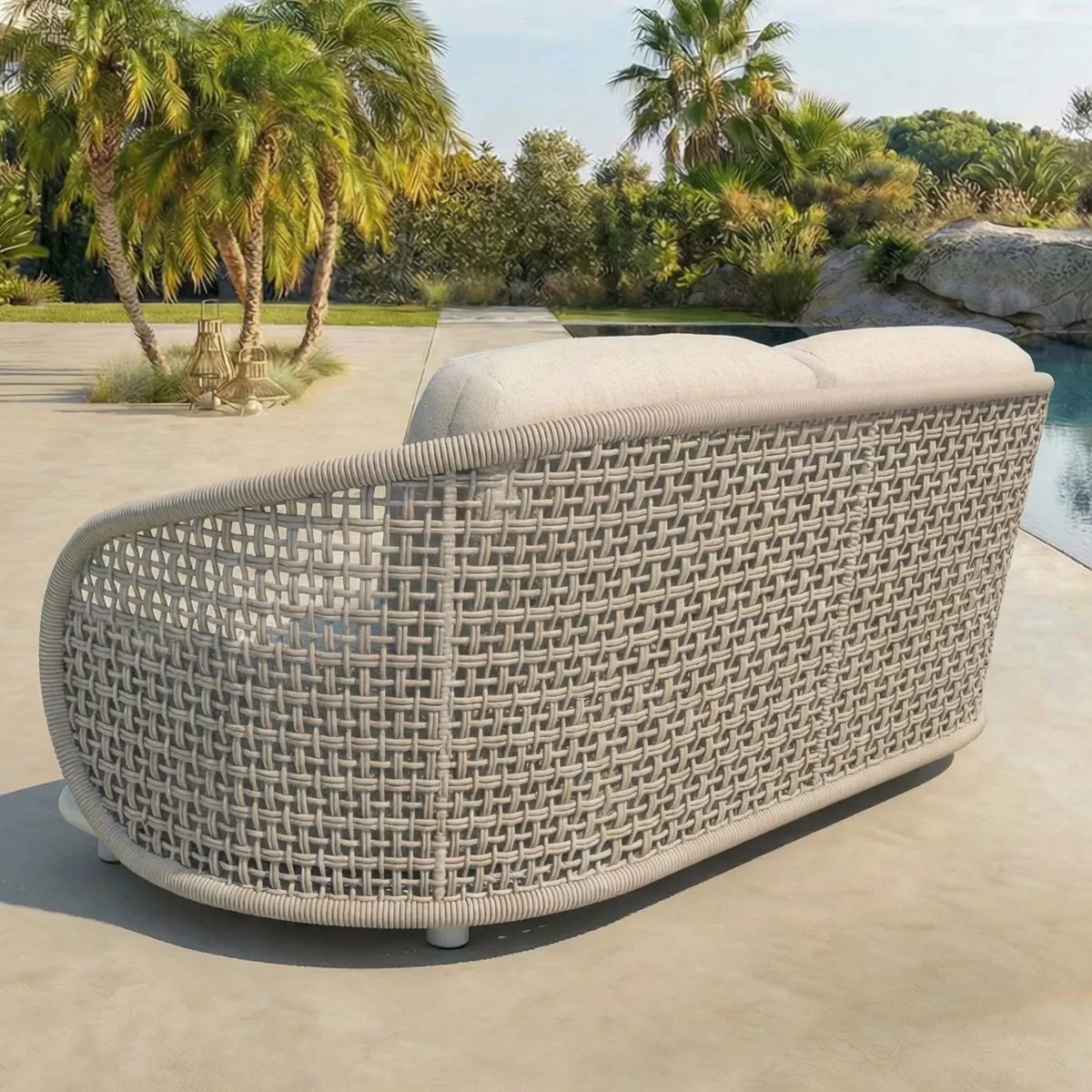 SALON DE JARDIN EN  RIVIERA 7 PLACES BEIGE