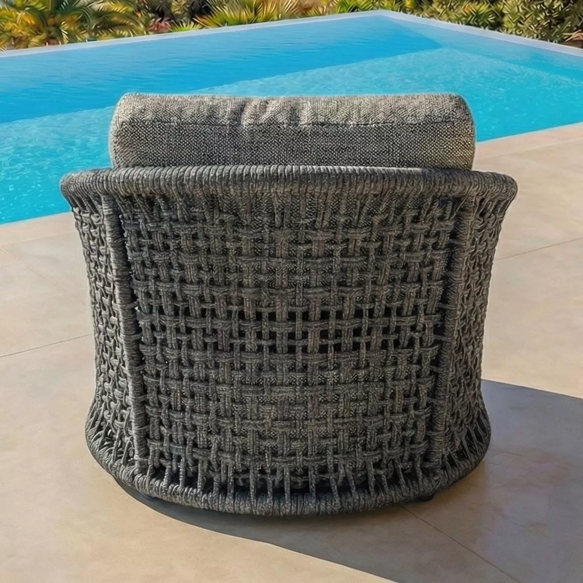Set da giardino effetto rattan e alluminio 8 posti 6 pezzi Riviera Grigio antracite