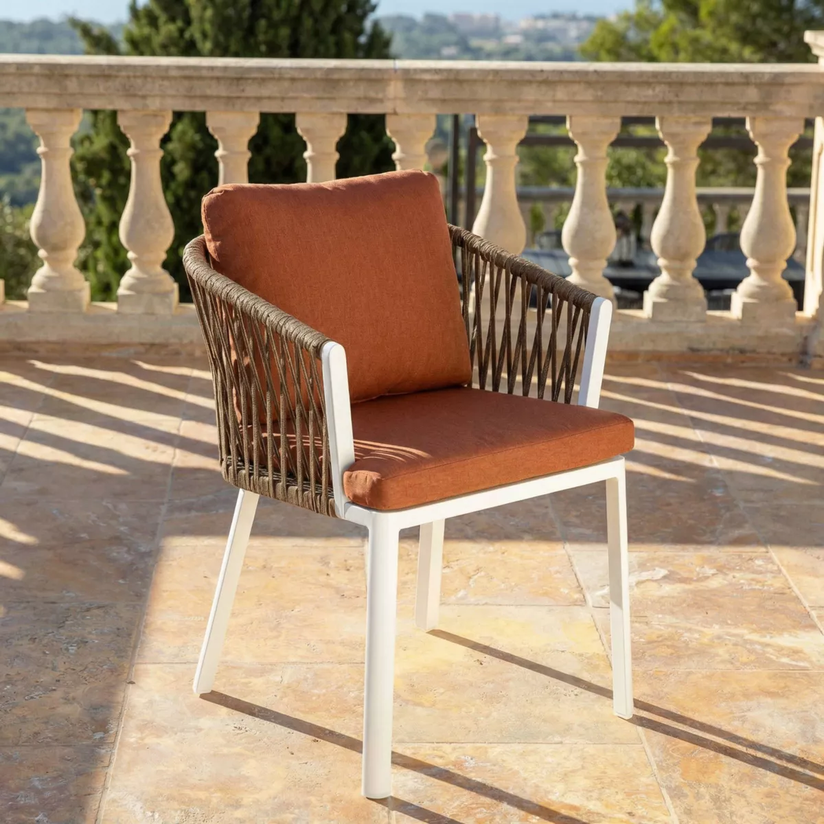Set di 2 sedie da giardino in alluminio Amalfi Bianco e terracotta