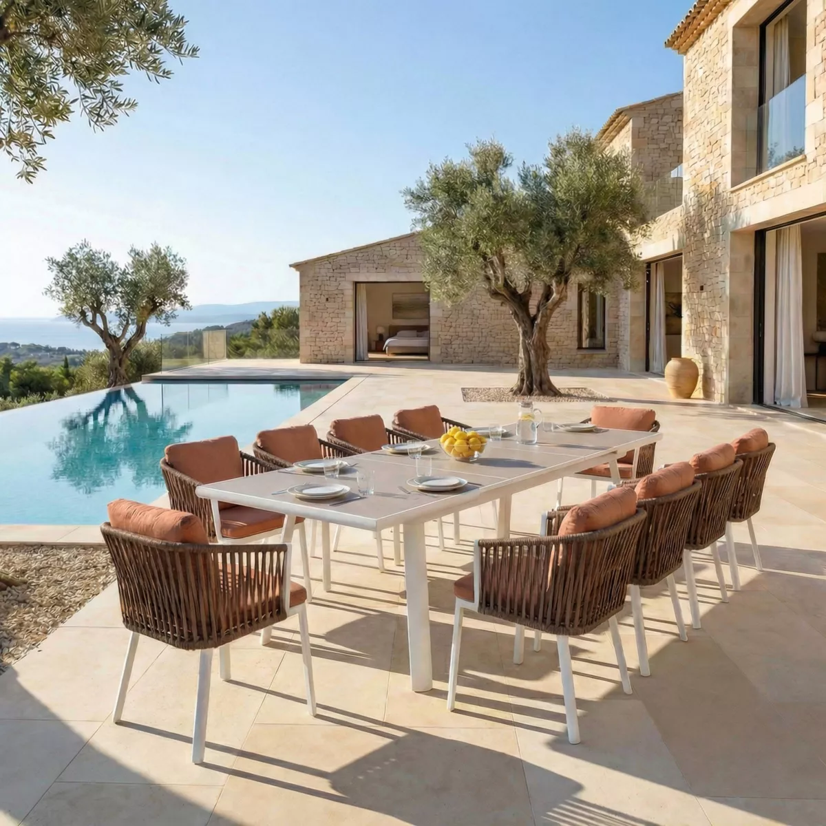 Set di 2 sedie da giardino in alluminio Amalfi Bianco e terracotta