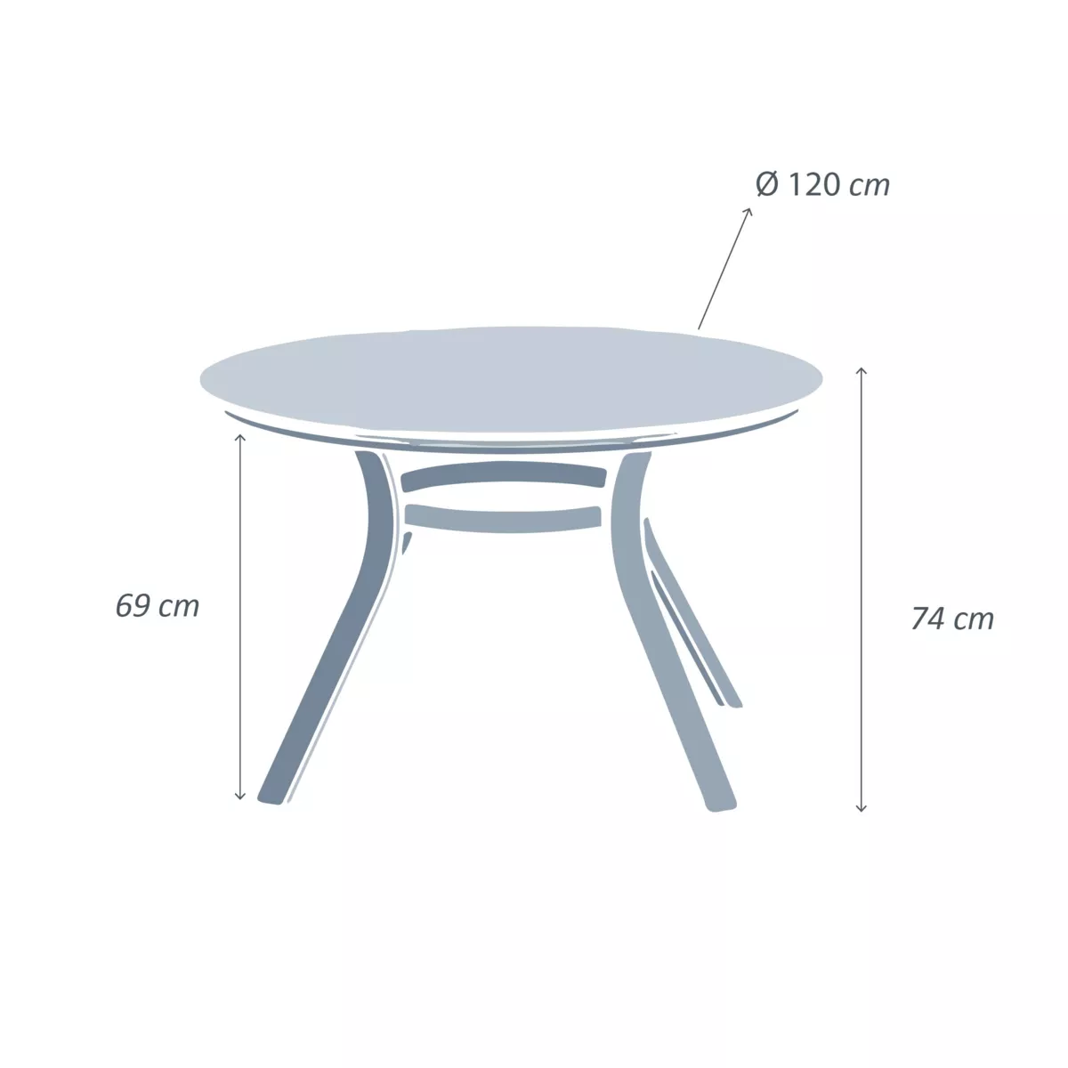 Tavolo da giardino rotondo alluminio 6 posti (D120 cm) Amalfi Grigio antracite