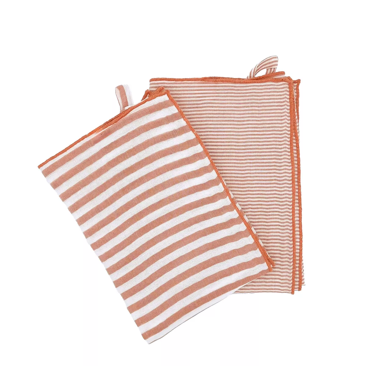 Set di 2 asciugamani in garza di cotone (50 x 70 cm) Gaïa a righe Albicocca