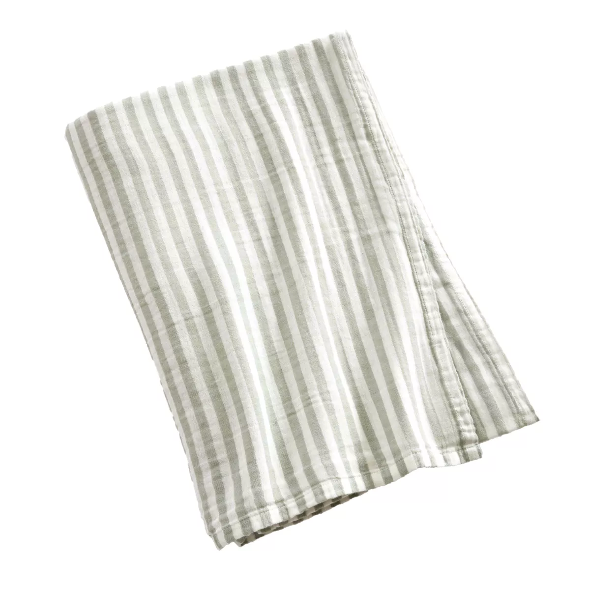 Mantel rectangular de gasa de algodón (150 x 250 cm) Gaïa rayas Verde eucalipto