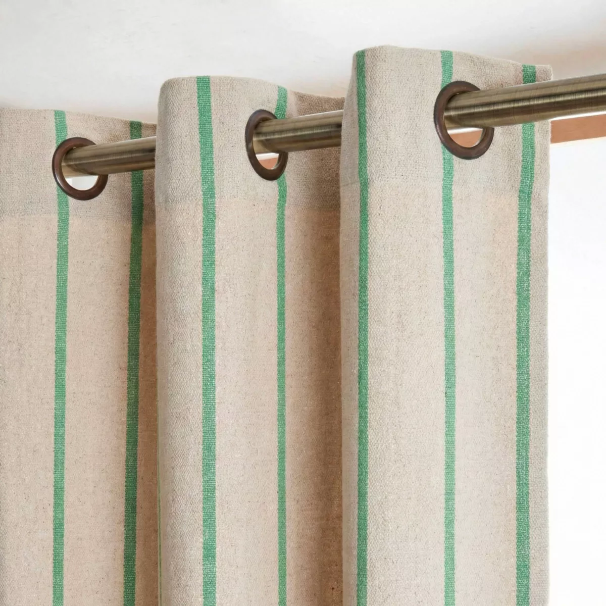 Rideau toile de coton rectangulaire (135 x 260 cm) Ocealys Vert