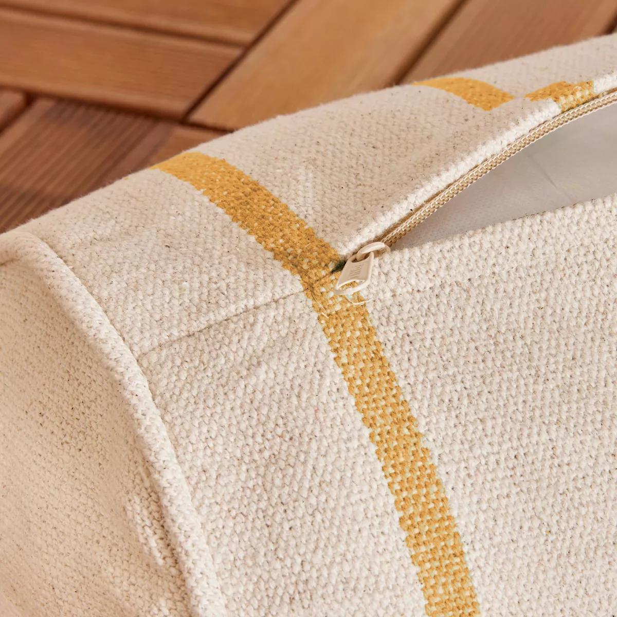 Cuscino da esterno in tela di cotone polochon (45 x 20 cm) Ocealys Giallo Senape