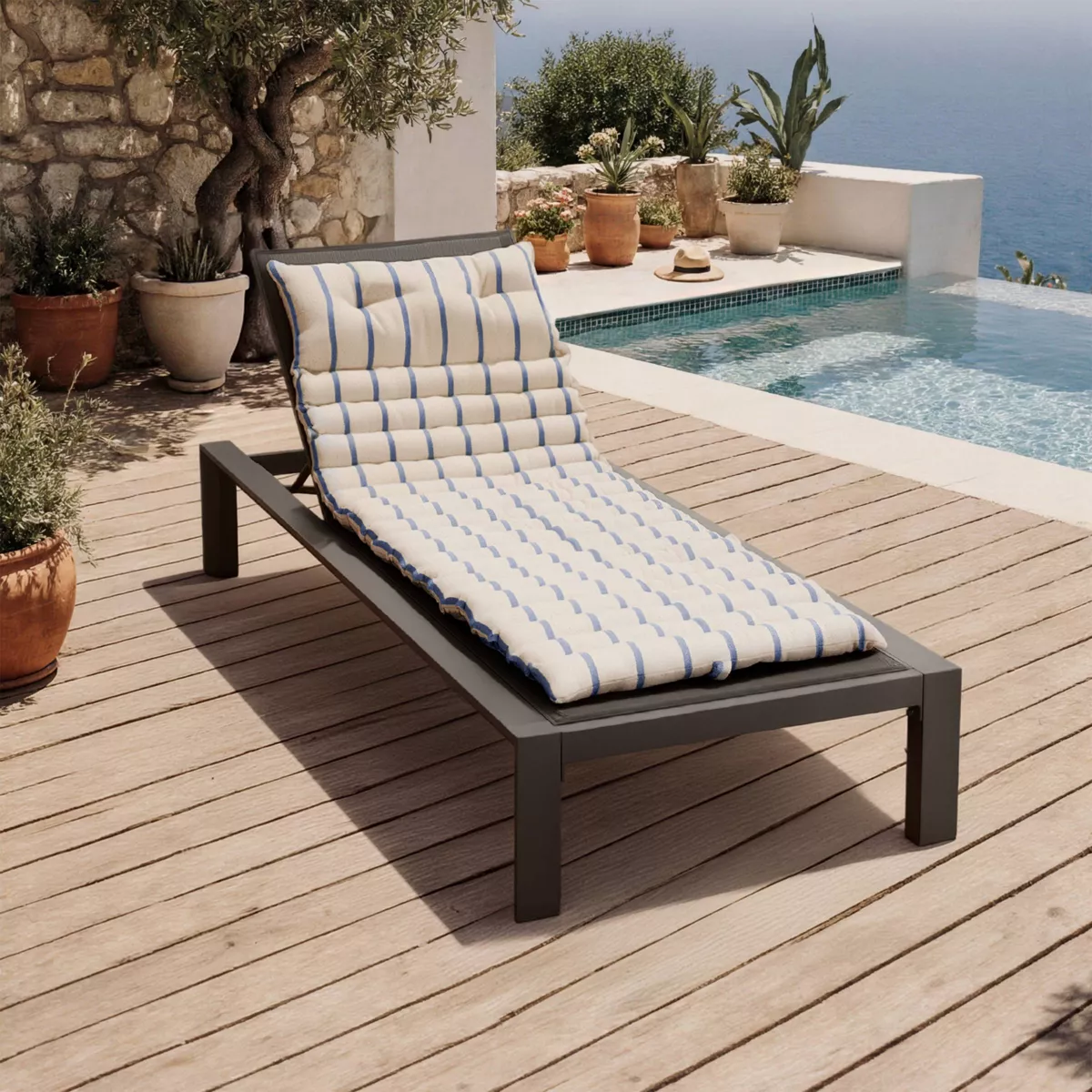 Cuscino per sdraio arrotolabile (60 x 180 cm) Ocealys Blu Navy