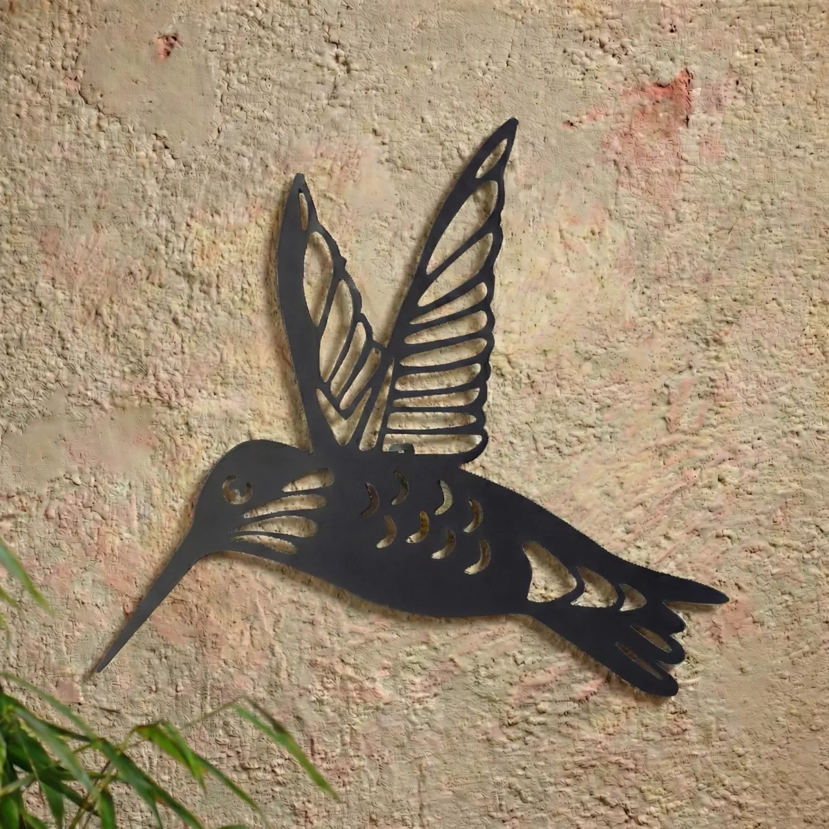 Lámpara solar de pared en metal (L31,5 cm) Colibrí Negro