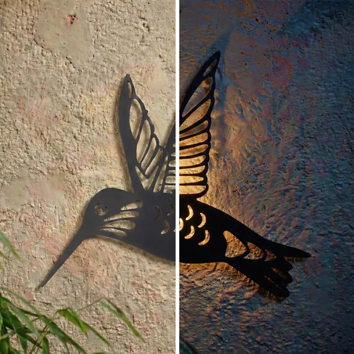 Lampada da parete solare in metallo (L31,5 cm) Colibrì Nero