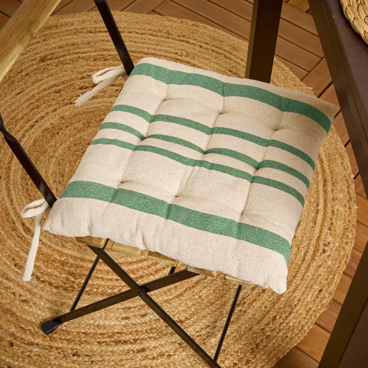 Coussin de chaise extérieur carré toile de coton (38 x 38 cm) Nautira Vert