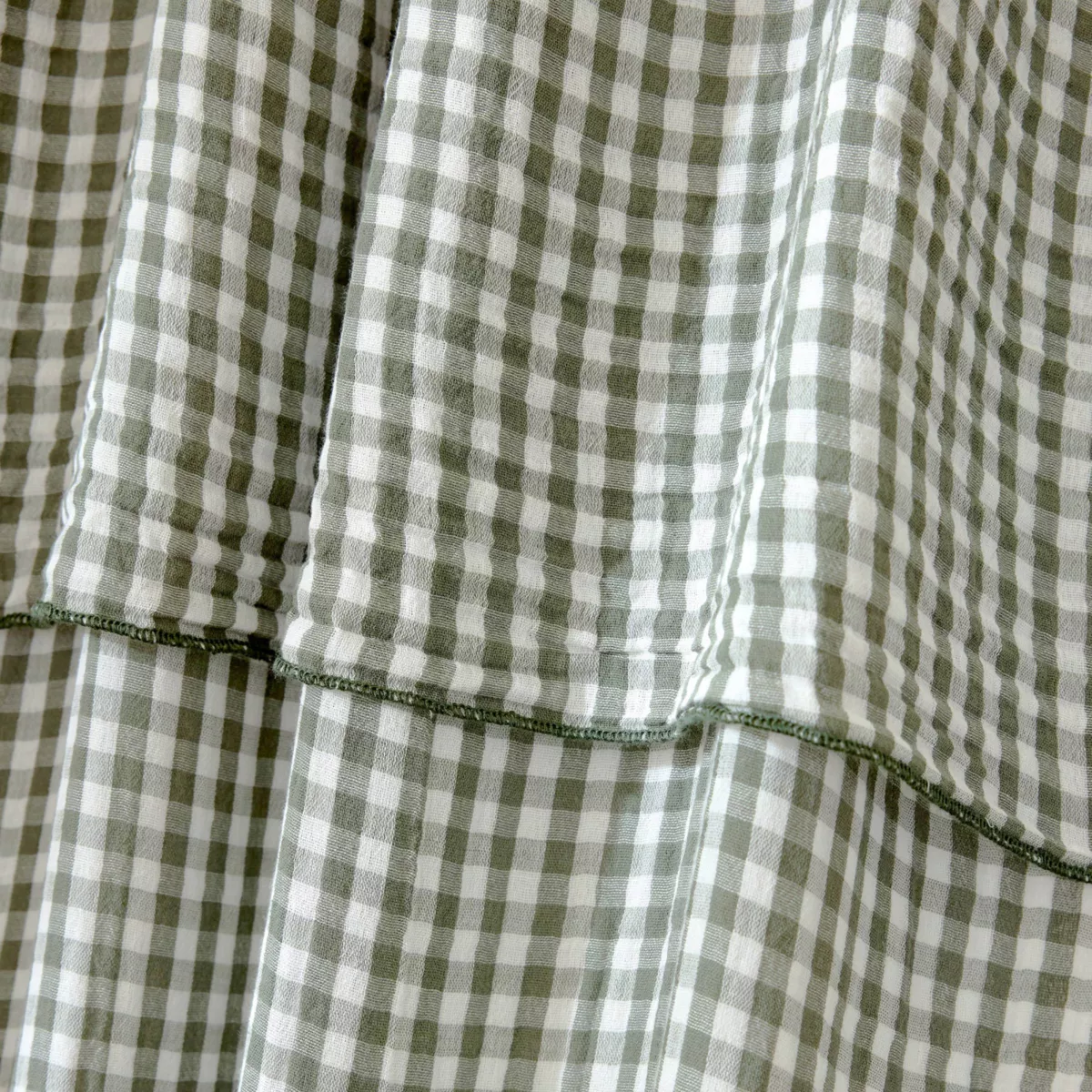Tenda in doppio voile di cotone regolabile (140 x max 180 cm) Gaïa vichy Verde rosmarino
