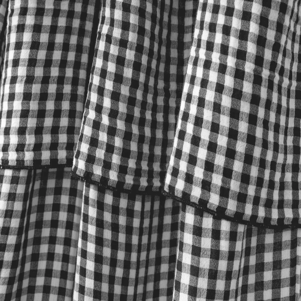 Cortina de gasa de algodón ajustable (140 x máximo 300 cm) Gaïa vichy Negro