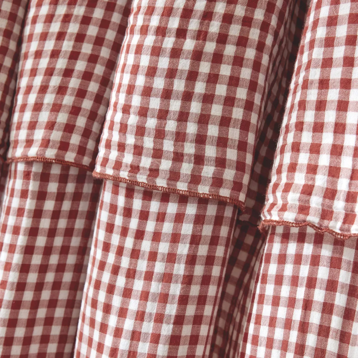 Cortina de gasa de algodón ajustable (140 x máximo 300 cm) Gaïa vichy Terracota