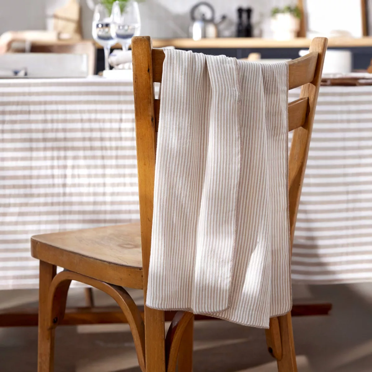 EM - Lot de 2 essuie-mains 50 x 70 cm Gaze de coton tissŽe teinte GAìA RAYURES Ficelle