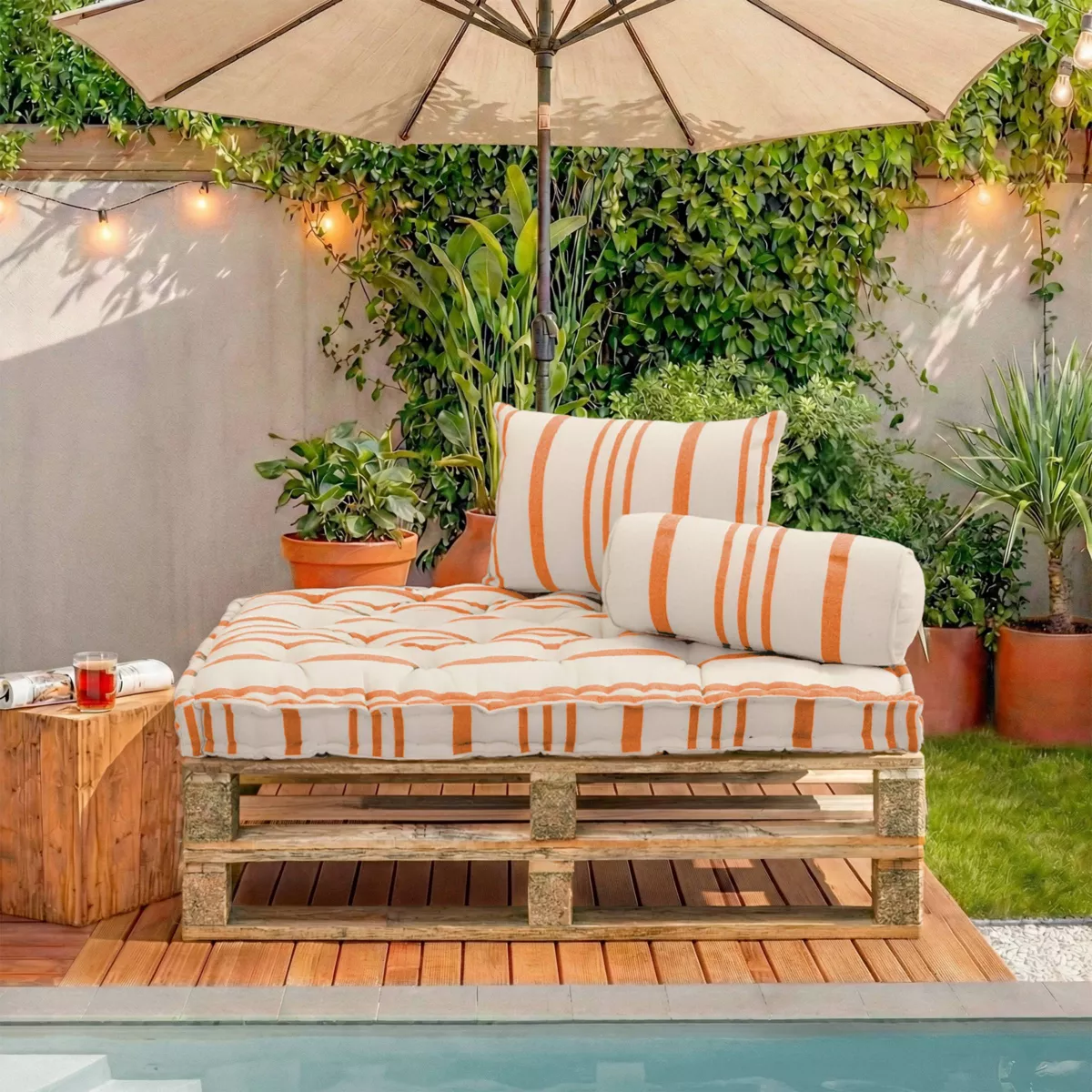 Cuscino per pallet da esterno rettangolare (120 x 80 cm) Nautira Arancione