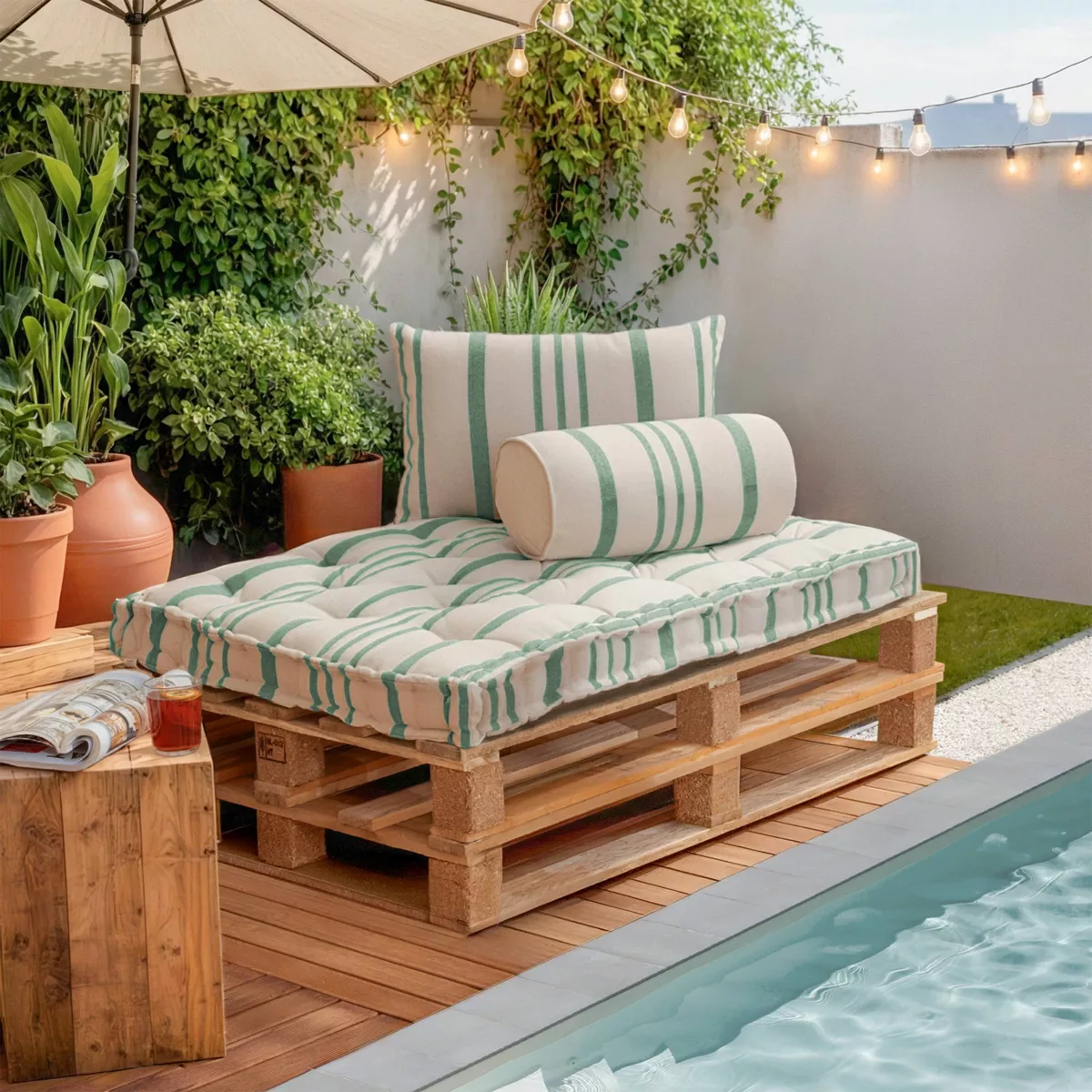 Cuscino per pallet da esterno rettangolare (120 x 80 cm) Nautira Verde
