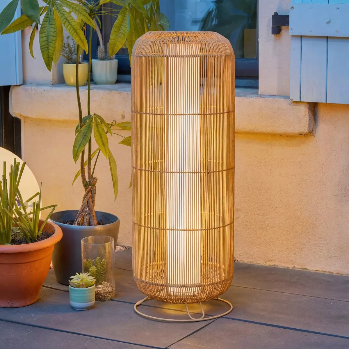 Lampadaire de jardin solaire en corde LED (H78 cm) Loise Beige