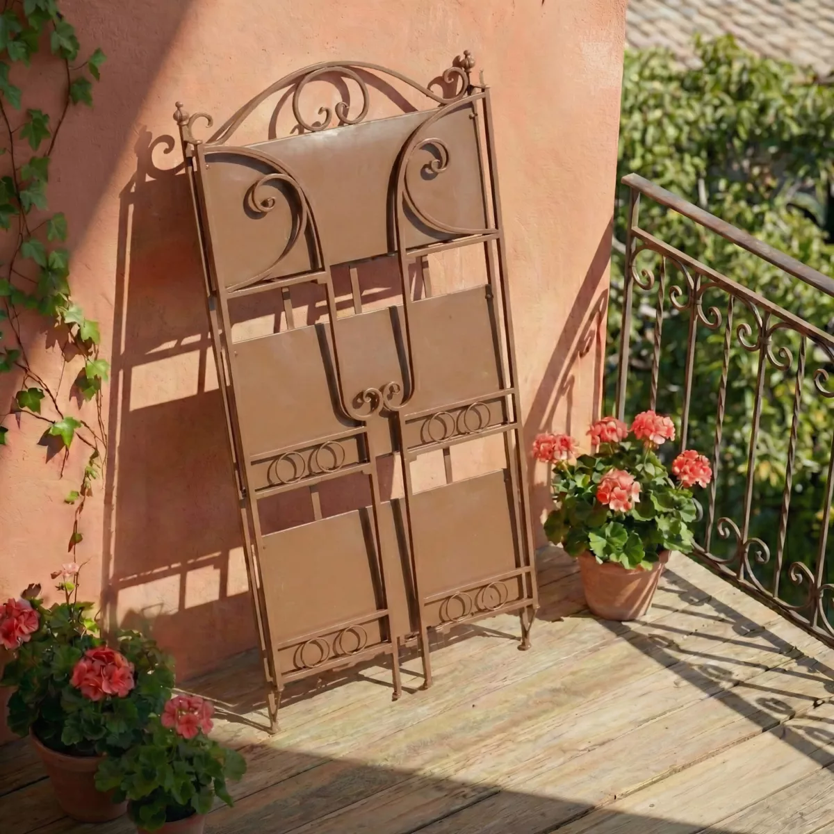 Scaffale da esterno pieghevole in mosaico (H118 cm) Madrid Marrone
