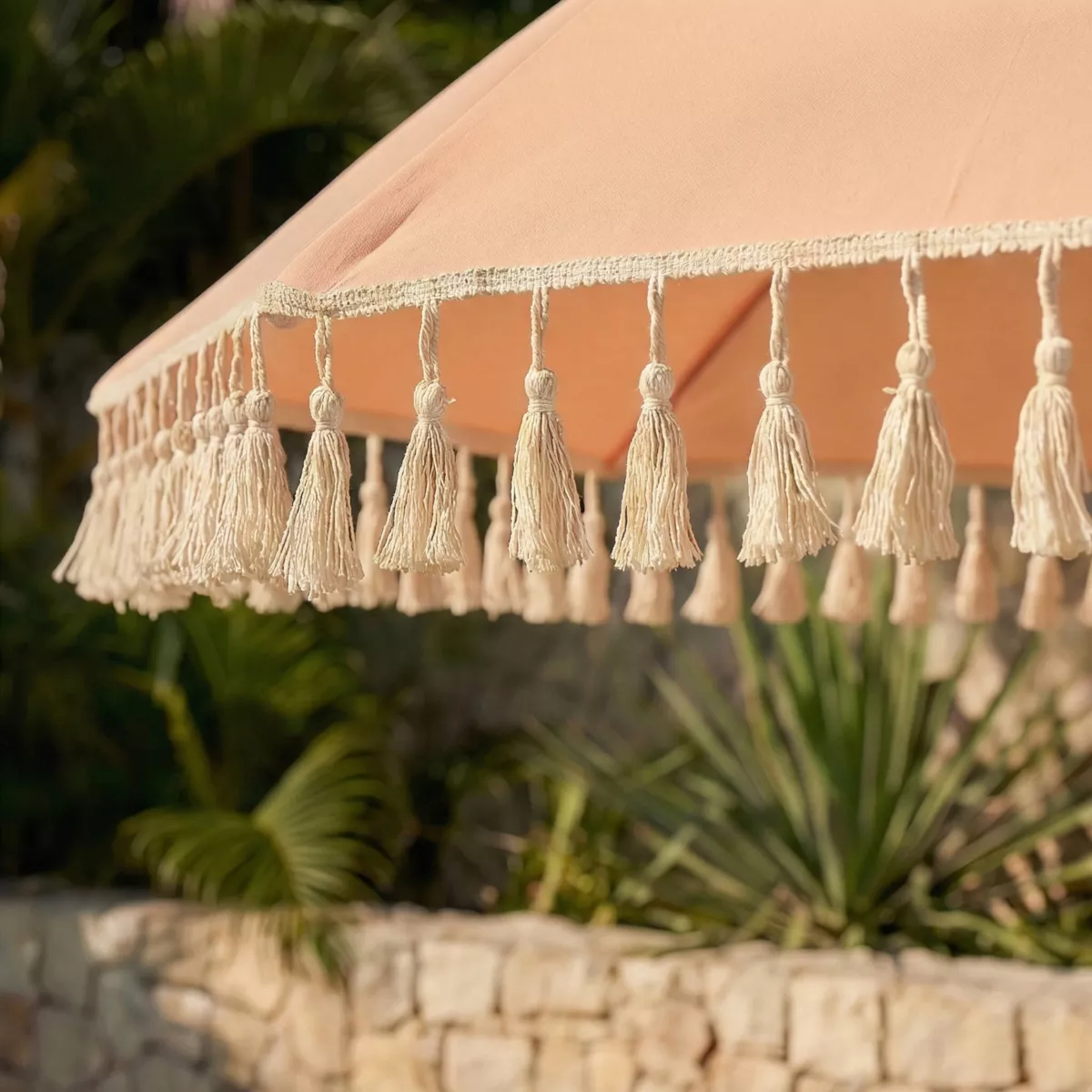 Ombrellone da giardino rotondo con frange (D2.5 m) Mexico Rosa pesca
