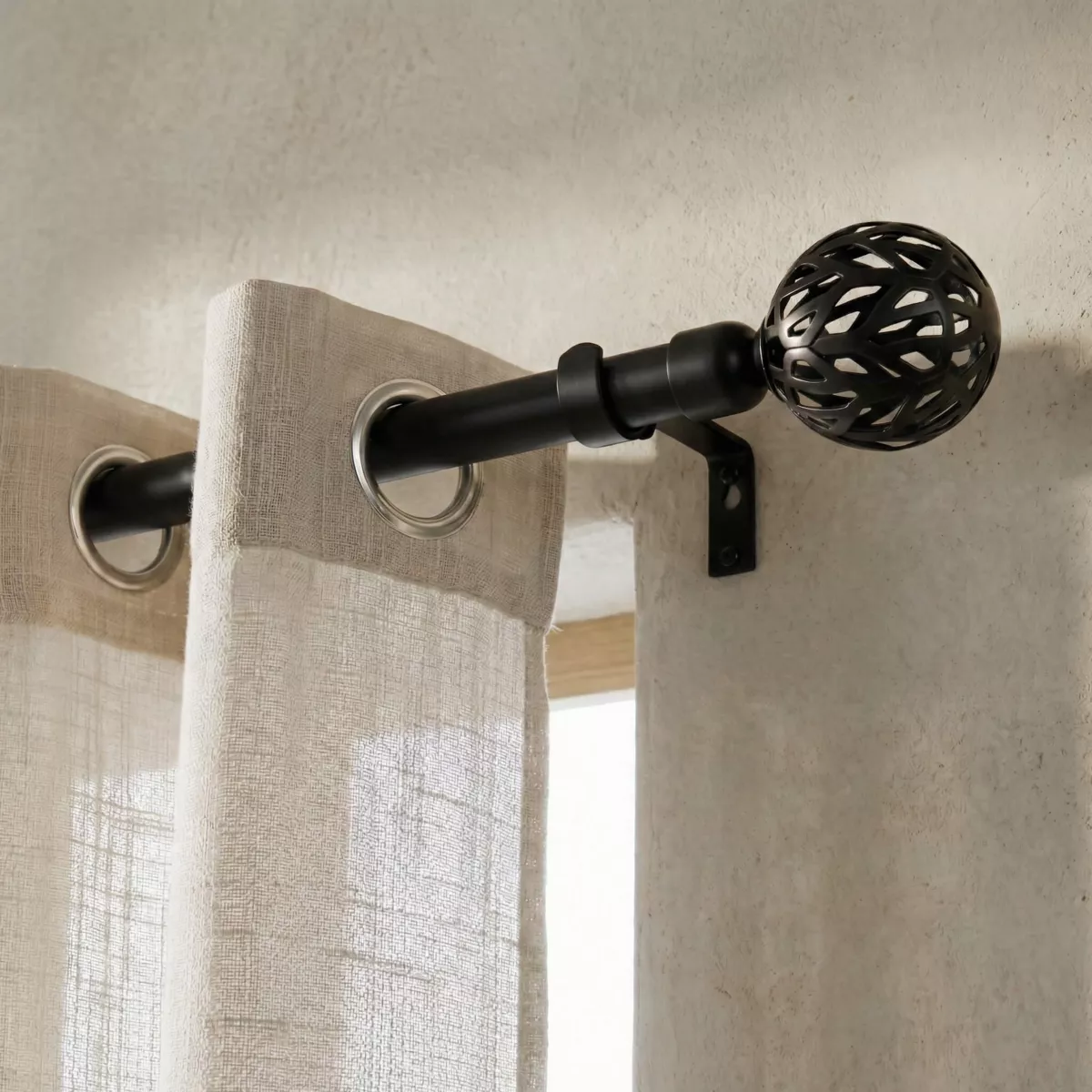 Set bastone tenda allungabile (L210 - L380 cm / D19 mm) Vintage Nero opaco