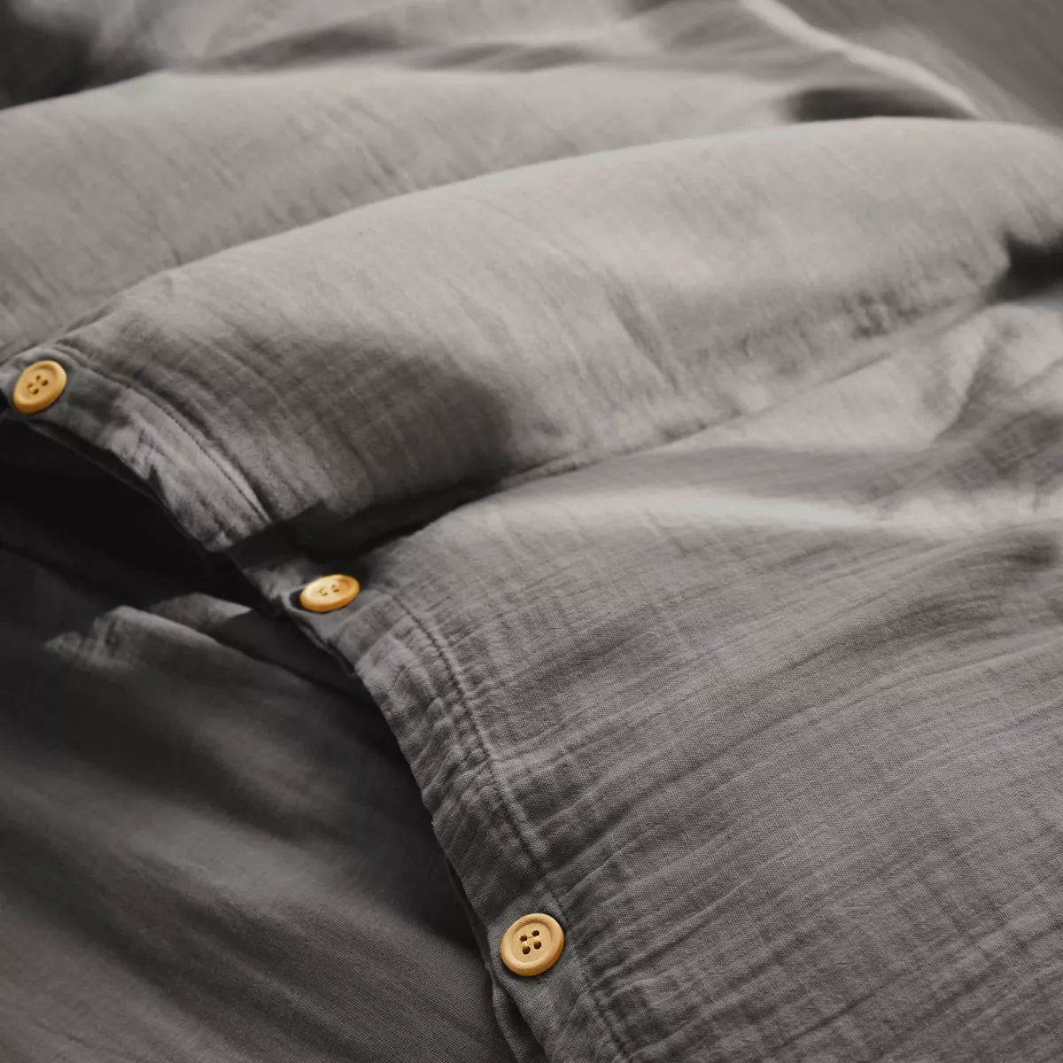 Copripiumino garza di cotone (200 cm) Gaïa Grigio granito 2