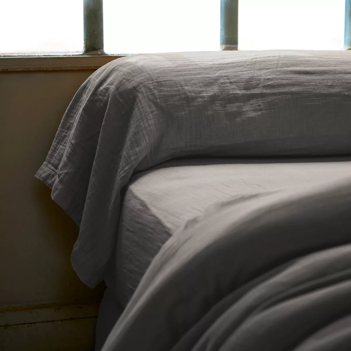 Federa cuscino a rullo garza di cotone (L185 cm) Gaïa Grigio granito 1